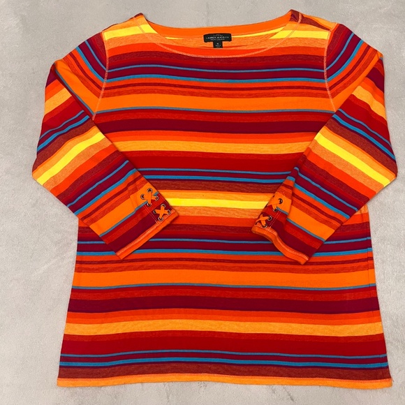 Lauren Ralph Lauren Tops - Lauren Ralph Lauren Women's Top Pullover 3/4 Sleeve 100% Cotton Striped Sz XL